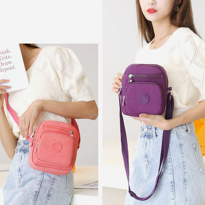 Lightweight Small Solid Color Crossbody Bag Multi-Pocket Cell Phone Purse