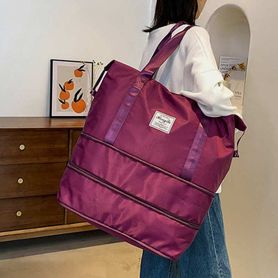 Super Large Capacity Waterproof Expandable Travel Handbag Expanding Two Layers