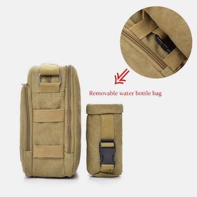 Vintage Canvas Crossbody Bag for Men Multifunctional Daypack Shoulder Bag