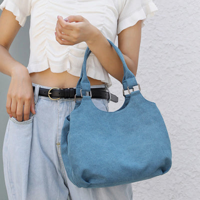 Triple Compartment Canvas Tote Lightweight Functional Hobo Handbag Purse