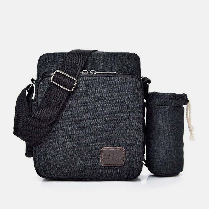 Vintage Canvas Crossbody Bag for Men Multifunctional Daypack Shoulder Bag