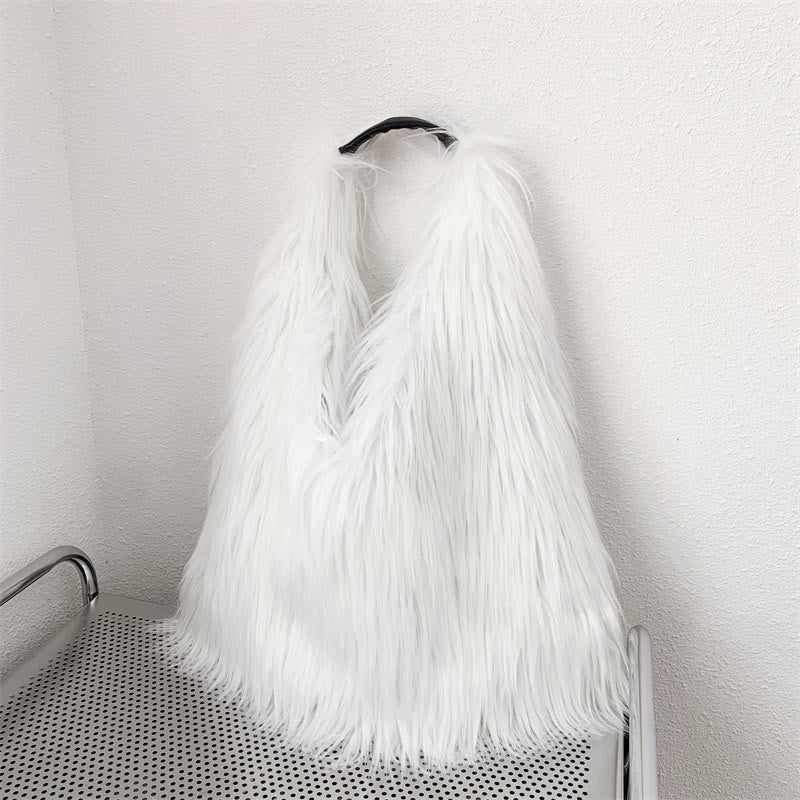 Large Shoulder Bag For Women Party Faux Fur Plush Tote