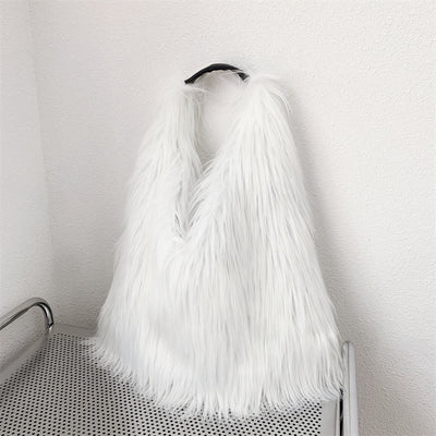 Large Shoulder Bag For Women Party Faux Fur Plush Tote