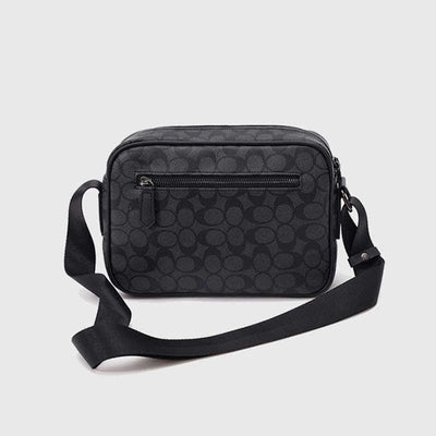 Men Checked Grain Crossbody Purse Waterproof Scratch-proof Classic Shoulder Handbag