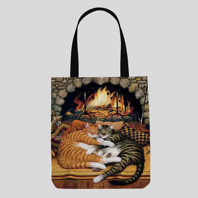 Cute Kitty Canvas Tote Bag for Women Men Multifunction Shoulder Purses