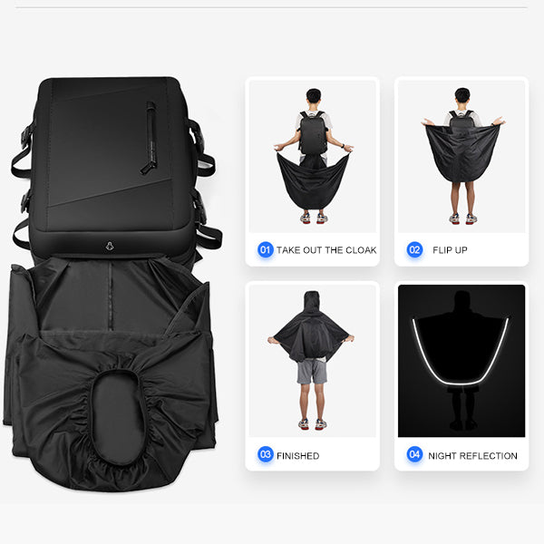 Expandable Capacity Multi-Layer Business Waterproof Backpack with Clock