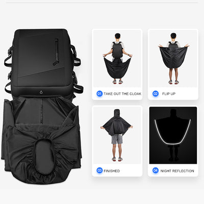 Expandable Capacity Multi-Layer Business Waterproof Backpack with Clock