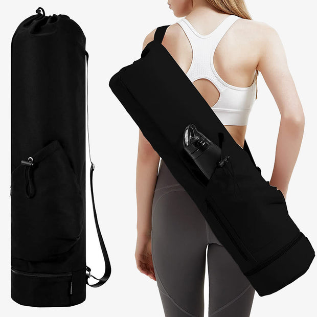 Large Capacity Yoga Mat Bag with Dry Wet Depart Pocket Bottle Holder