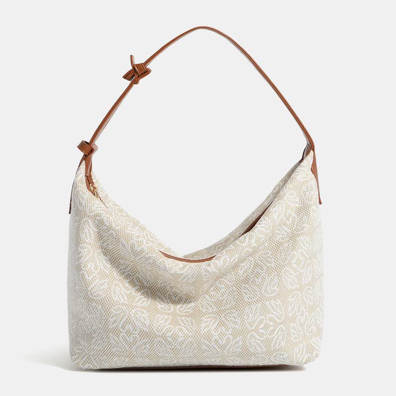 Canvas Handbag for Women Houndstooth Print Shoulder Bag Hobo Satchel