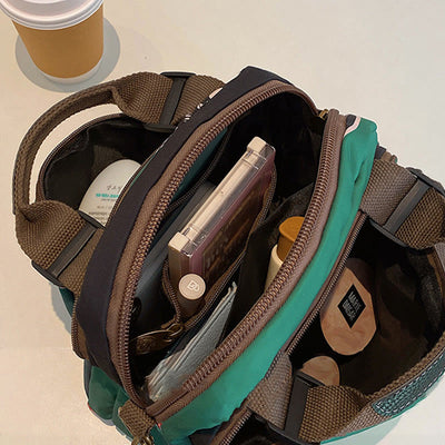 Triple Compartment Handbag Women Colorful Printing Oxford Crossbody Purse