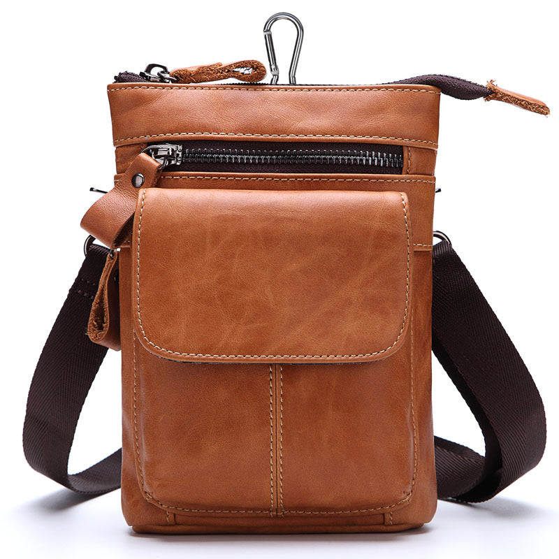 Men's Outdoor Leather Multi-function Waist Bag