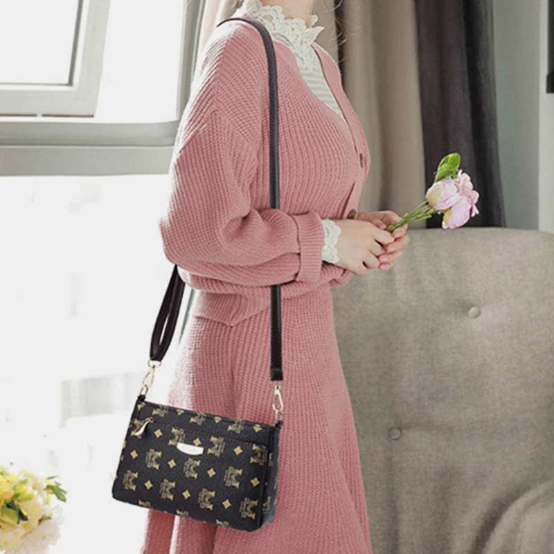 Women Crossbody PU Leather Classic Printing Handbag Satchel Shoulder Bag