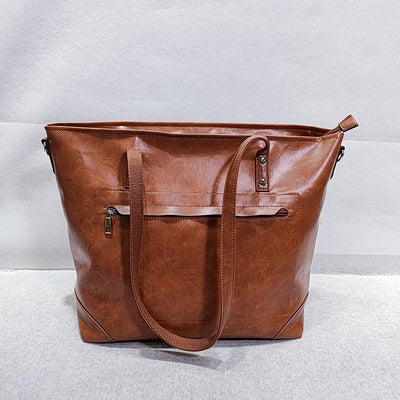 Retro Women Shoulder Bag Soft Vegan Leather Crossbody Travel Tote