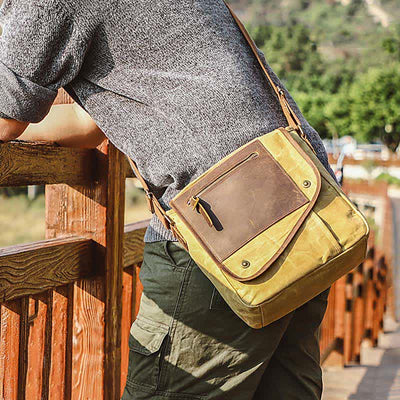 Men Messenger Bags Canvas Crossbody Shoulder Bag Travel Work Purse