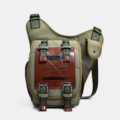 Crossbody Bag For Men Retro Multifunctional Canvas Daily Messenger Bag