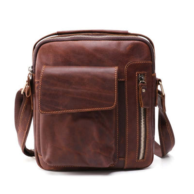 Men's Genuine Leather Large Capacity Crossbody Bag