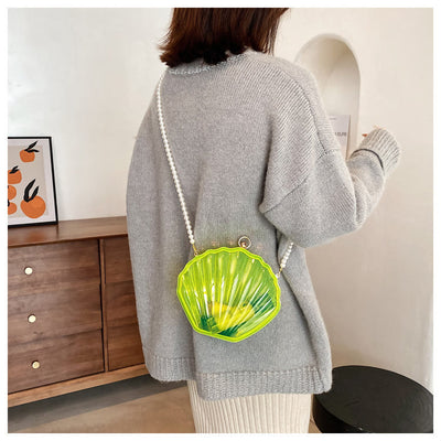 Crossbody Bag For Women Clip Pearl Chain Transparent Bag