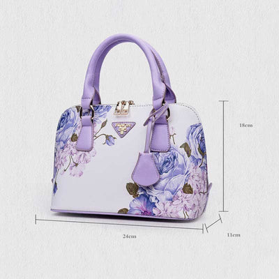 Women Floral Print Demo Satchel Handbag Crossbody Bag Shoulder Purse