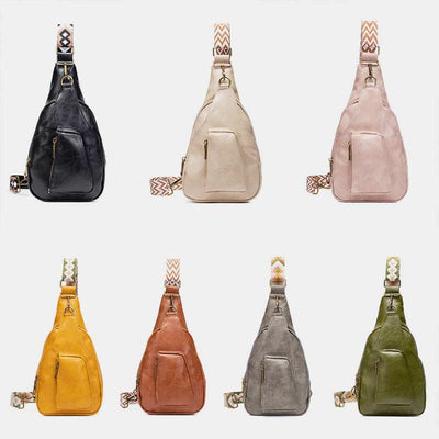 Vintage Soft Leather Sling Bag for Women Large Capacity Shoulder Daypack