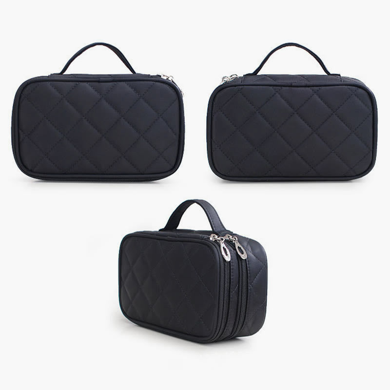 Waterproof Double Compartment Makeup Bag Nylon Portable Storage Bag