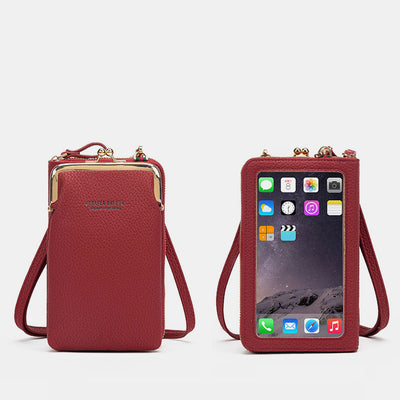 Multi-Compartment Elegant Crossbody Phone Bag With Clear Window