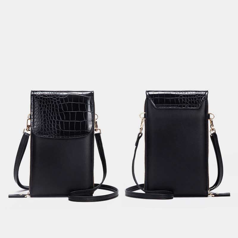 Womens Slim Lightweight Leather Crossbody Phone Bag Credit Card Holder