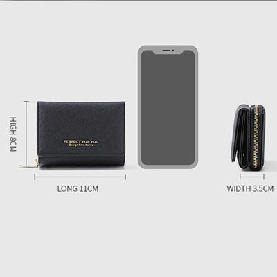 Trifold Multi-Slot Short Wallet Mini Wallet for Women Girls