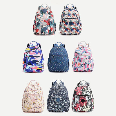 Backpack for Women Waterproof Multi-Compartment Printing Casual Nylon Lightweight Schoolbag