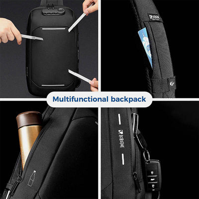 Anti-theft Waterproof Chest Bag Sling Bag With USB Charging Port
