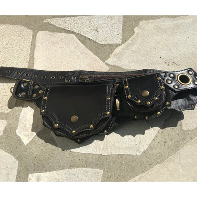 Waist Bag for Women Men Medieval PU Leather Rivets Waist Bag