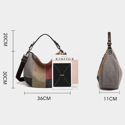 Large Capacity Vintage Stitching Color Dumpling Crossbody Bag