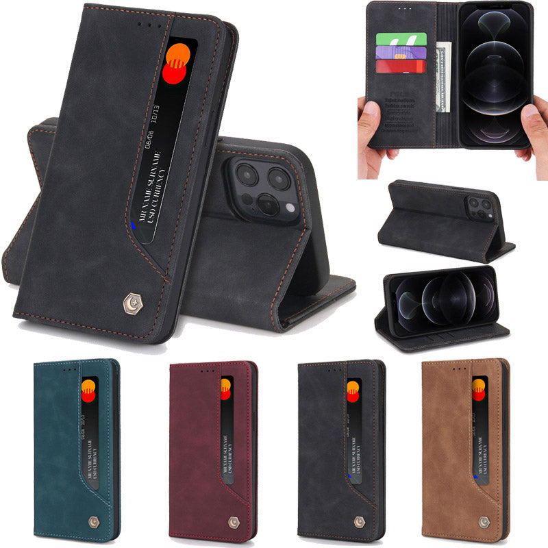 iPhone 13 Pro Max Leather Wallet Case Magnetic Case with Stand Card Slot