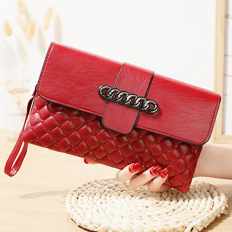 Plaid Pattern Quilted Ladies Shoulder Purse Multifunctional Wallet Handbag