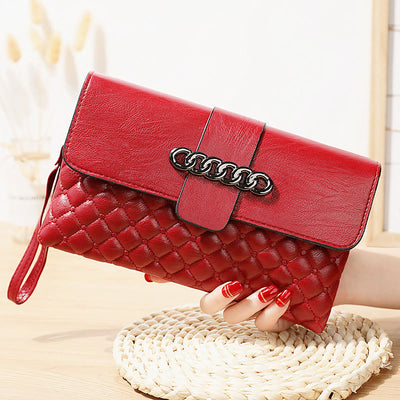 Plaid Pattern Quilted Ladies Shoulder Purse Multifunctional Wallet Handbag