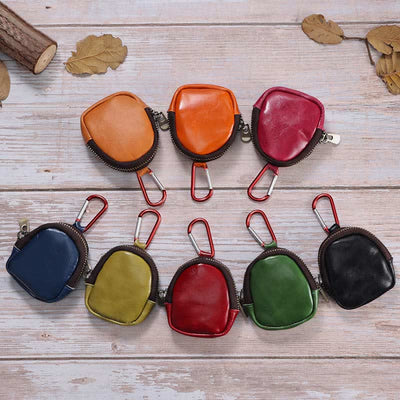 Mini Leather Zipper Coin Purse Cowhide Leather Cute Purses Wallet