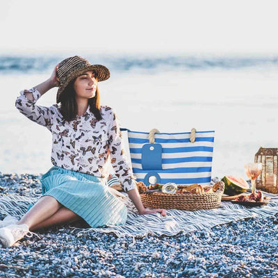 Large Beach Bag Tote Bag Waterproof Big Pool with Wine Container