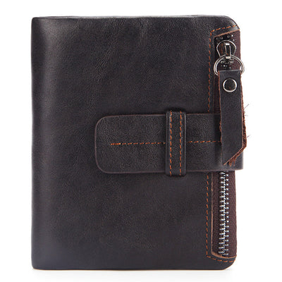Vintage Genuine Leather Short Wallet Men's Purse Front Pocket Wallet