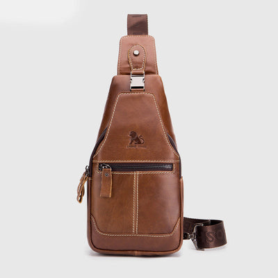 Multi-Pocket Vintage Sling Bag With Headphone Jack