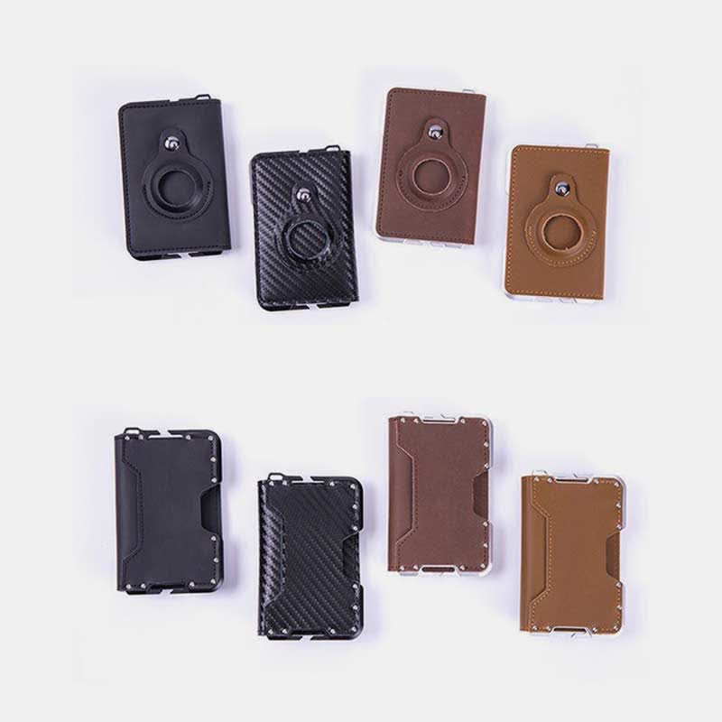 Genuine Leather Bifold Mens Leather Airtag Wallet BFID Blocking Card Holder