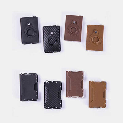 Genuine Leather Bifold Mens Leather Airtag Wallet BFID Blocking Card Holder