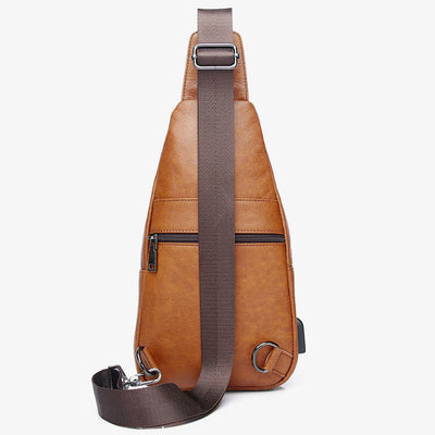 Genuine Leather Sling Bag Crossbody Backpack for Men Hiking Travel Daypack