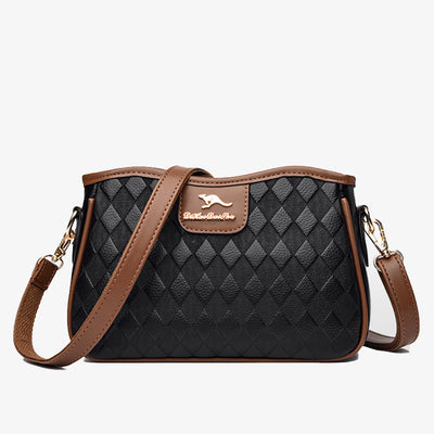 Crossbody Square Bag For Women Diamond Pattern Leather Commuter Purse