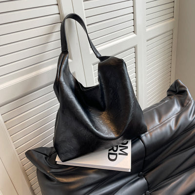 Large Tote Women Minimalist Solid Leather Commuter Shoulder Purse