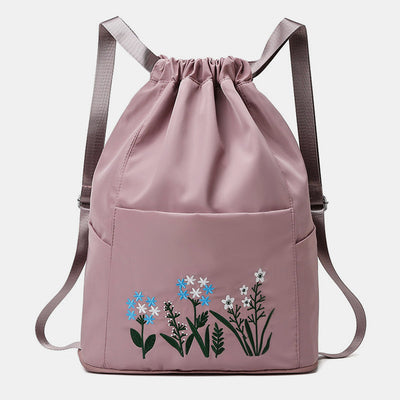 Large Capacity Waterproof Foldable Floral Embroidery Fitness Travel Backpack