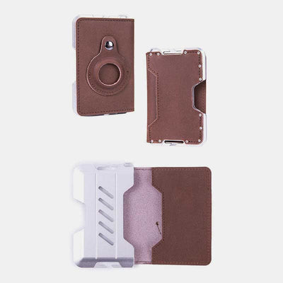 Genuine Leather Bifold Mens Leather Airtag Wallet BFID Blocking Card Holder