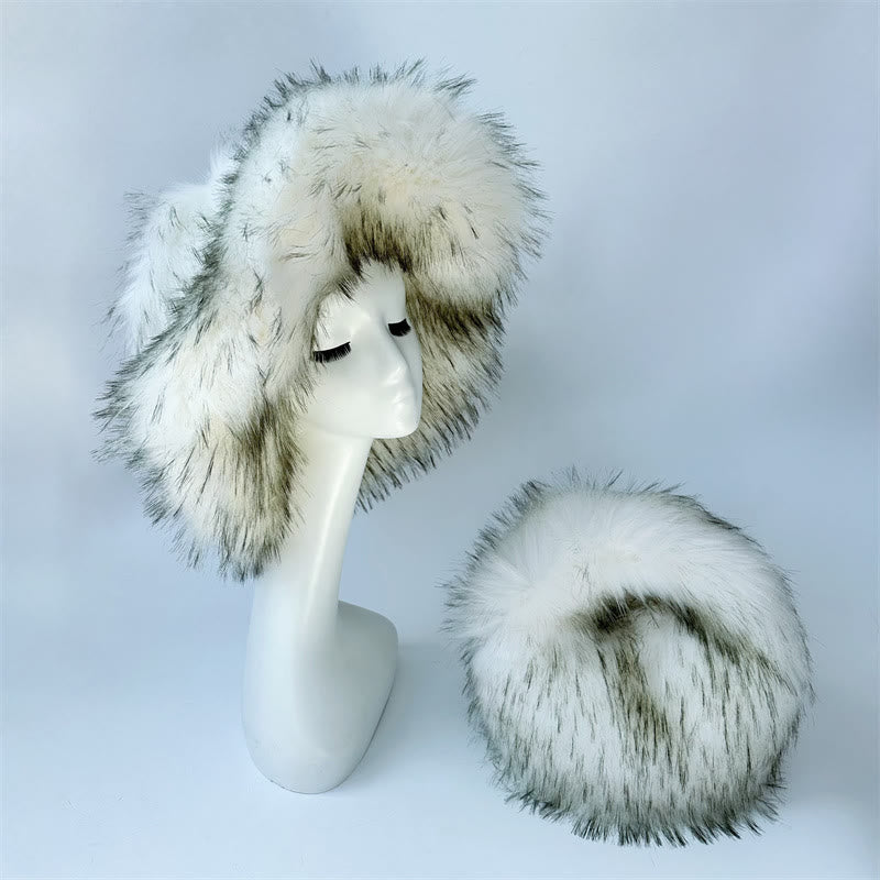 Faux Fur Soft Hat Bag Set For Women Winter Dating