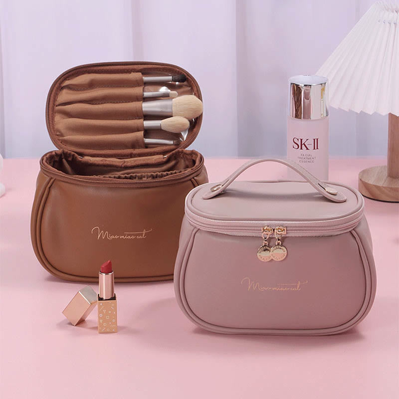 Minimalist Storage Bag Womens Travel Portable Leather Makeup Bag