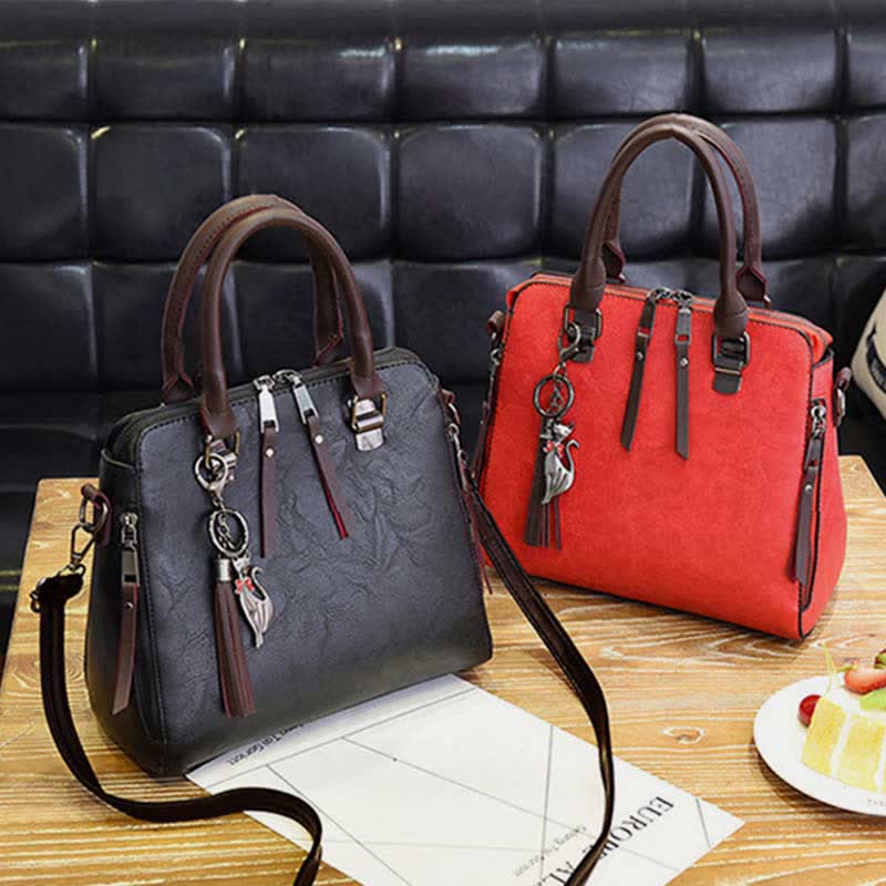 Handbags Purses for Women Vegan Leather Top-Handle Shoulder Bag with Zipper