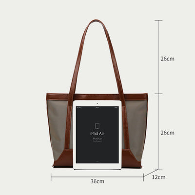 Large Capacity Tote Bag Durable PU Leather Shoulder Handbag