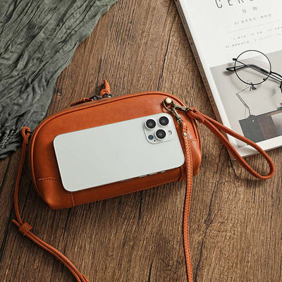 Multi-pocket Purses for Women Retro Leather Mini Crossbody Bag Clutch